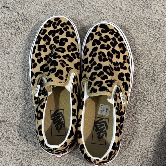 Vans Tan Leopard Slip-On Sneakers - Picture 2 of 3